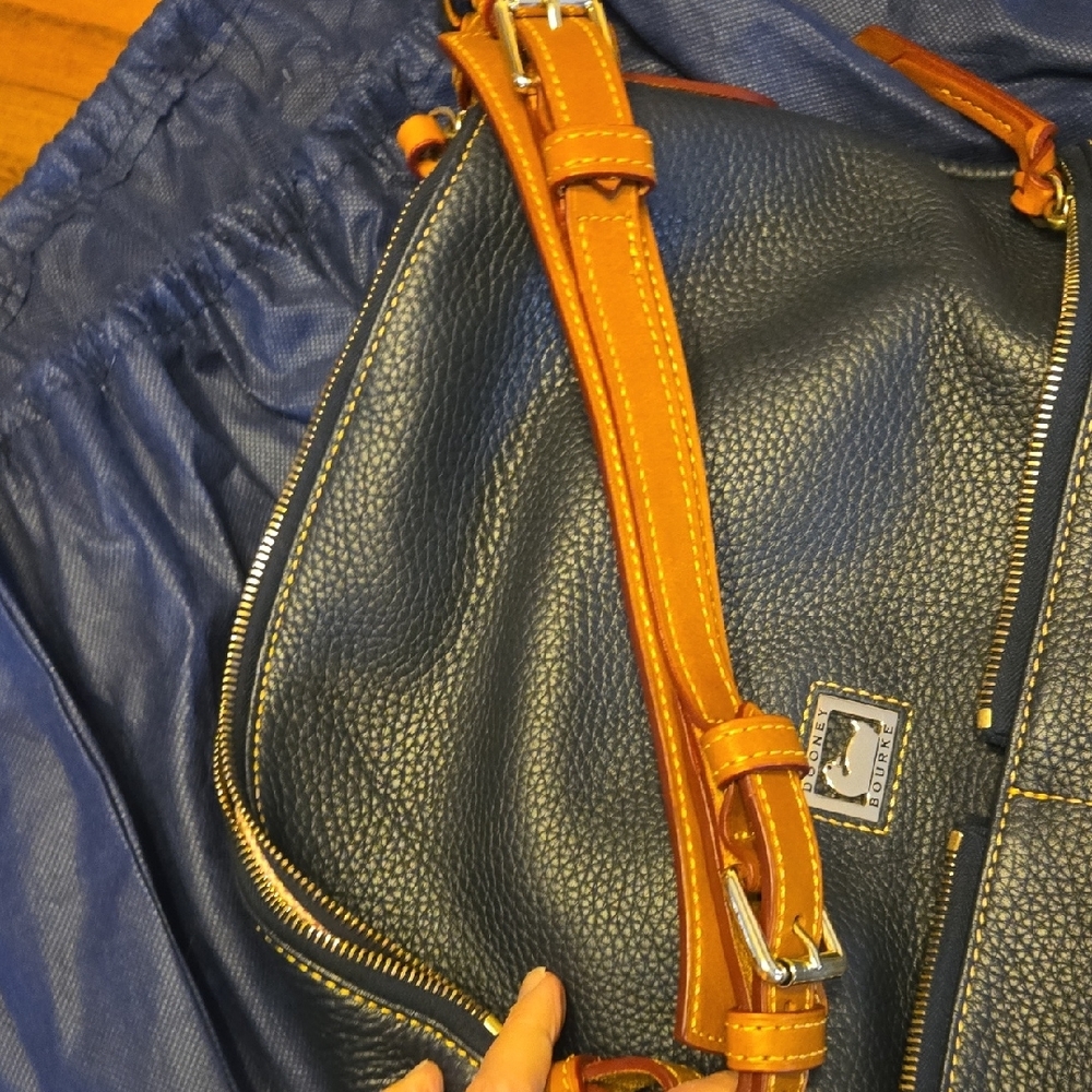 Dooney & Bourke Navy and Tan Leather Tote - Picture 10 of 10